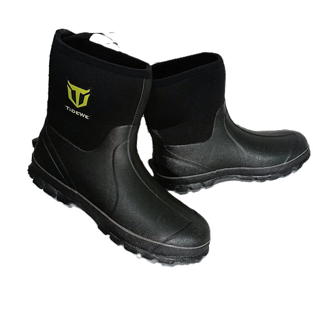Tidewe Men's Black Waterproof Rain & Snow Boots